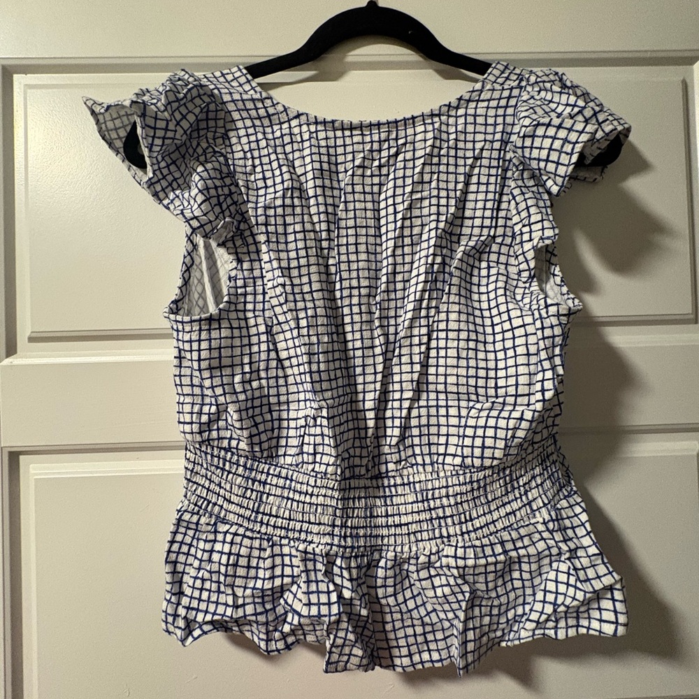 Universal Thread Navy Checkered Blouse - Picture 2 of 3